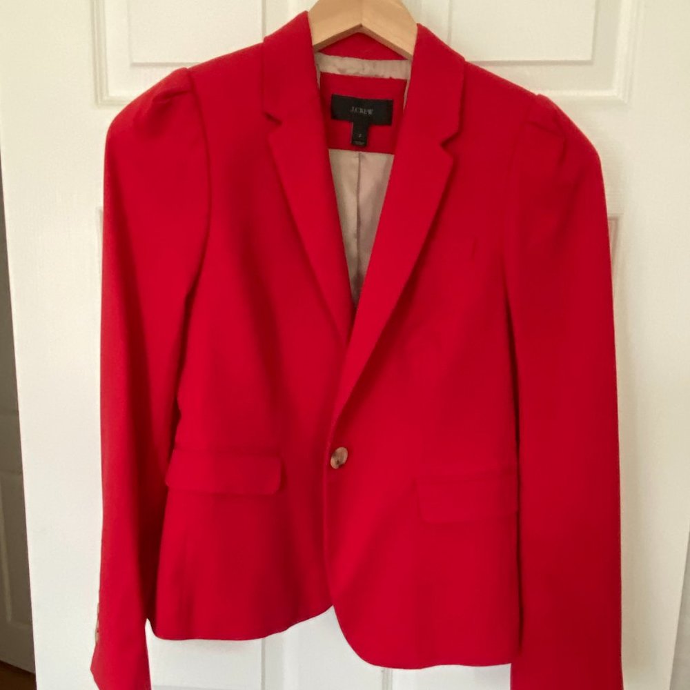 Puff Sleeve Stretch Cotton J Crew Jacket Blazer